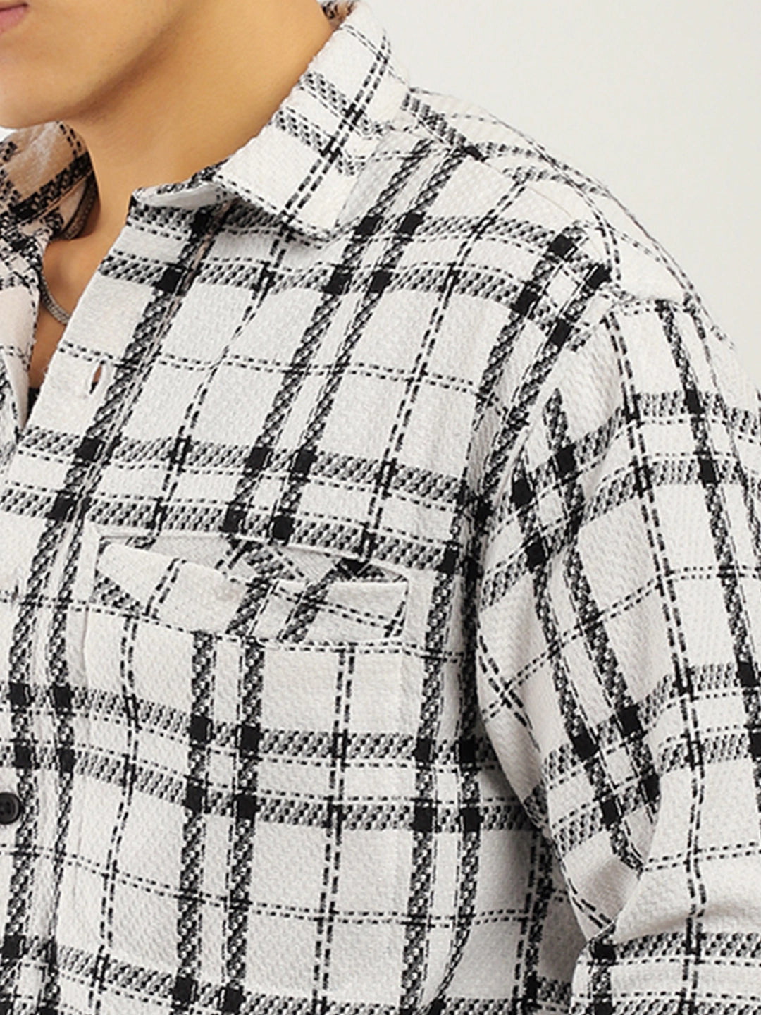 Drifter Knitted Check White Shirt