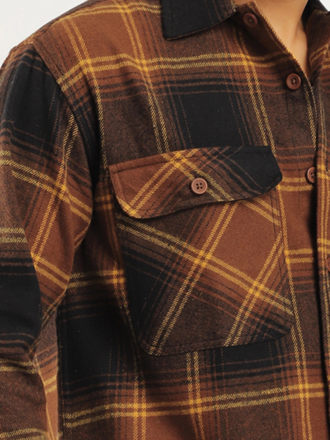 Stitches Brushed Brown Check Shirt