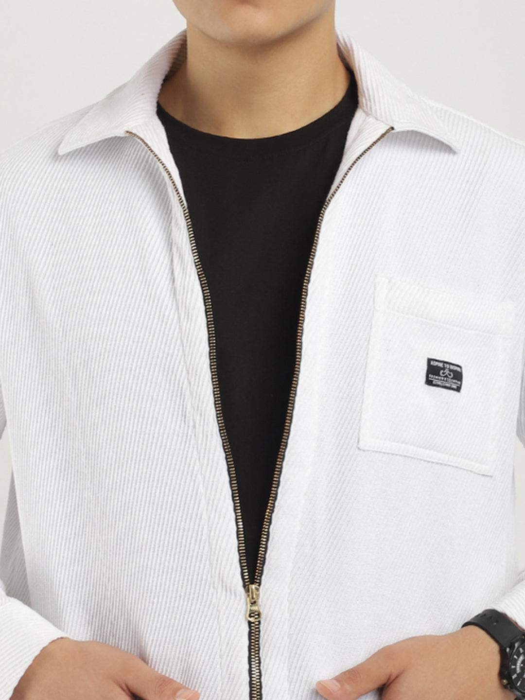 Belford Drill Zipper White Full Sleeve Shirt