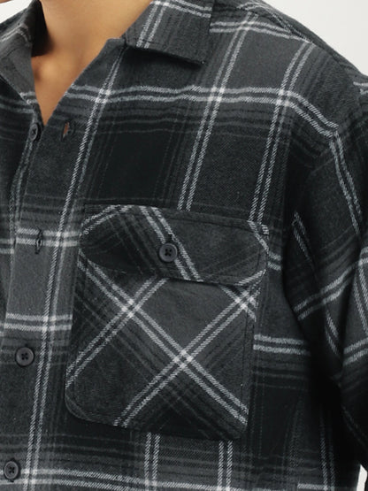 Stitches Brushed Grey Check Shirt