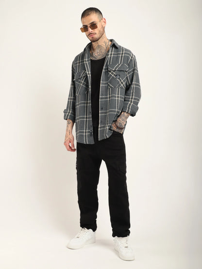 Midlands Muse Grey Check Full Sleeve Shirt