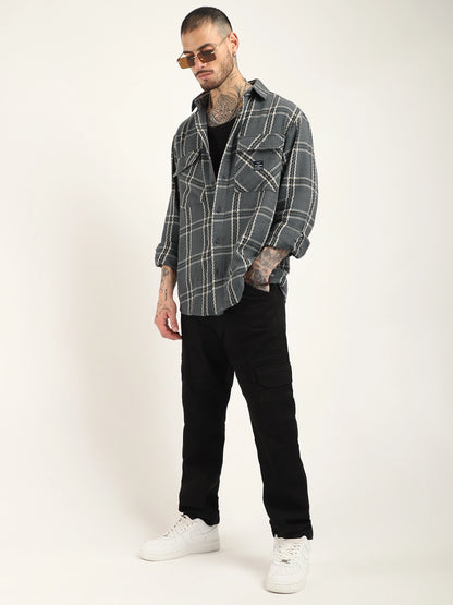 Midlands Muse Grey Check Full Sleeve Shirt