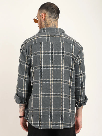 Midlands Muse Grey Check Full Sleeve Shirt