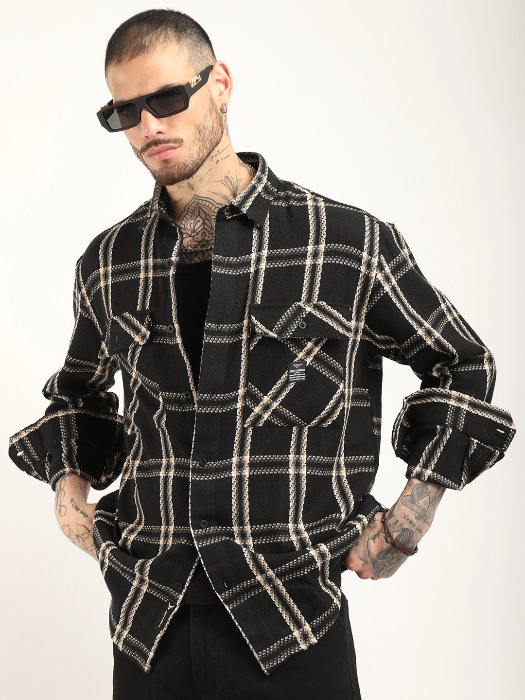 Midlands Muse Black Check Full Sleeve Shirt