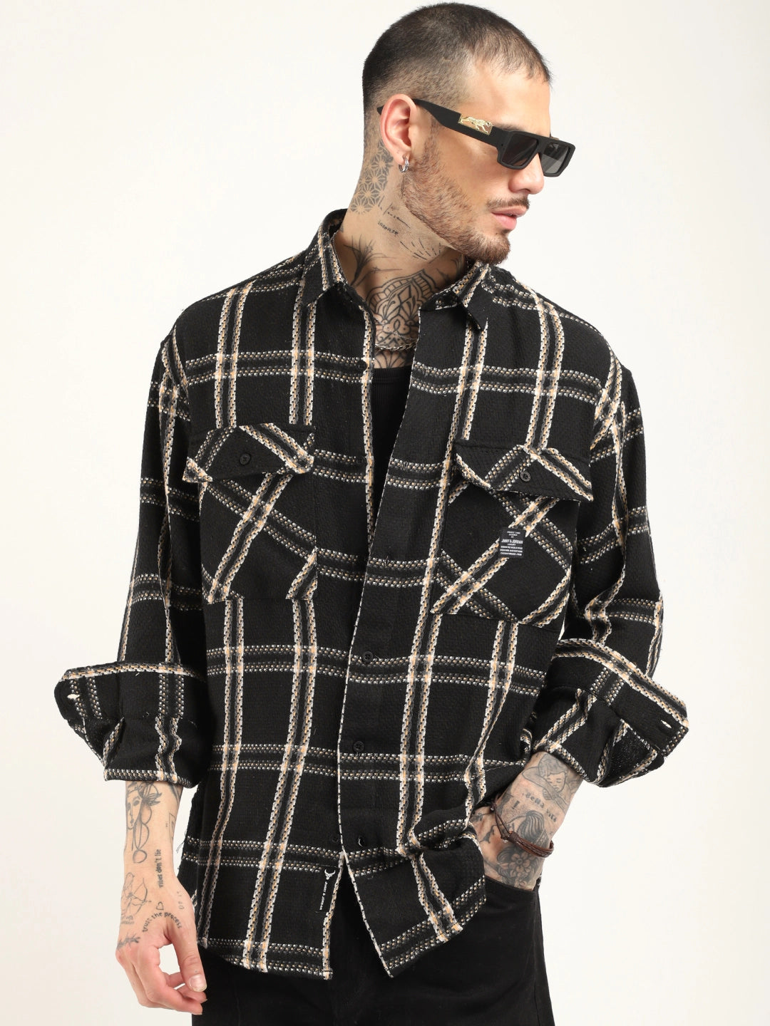 Midlands Muse Black Check Full Sleeve Shirt