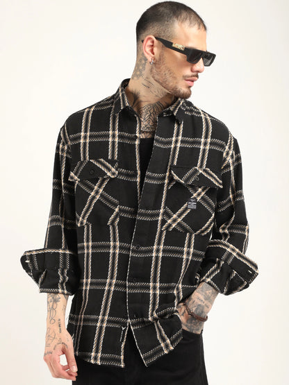 Midlands Muse Black Check Full Sleeve Shirt