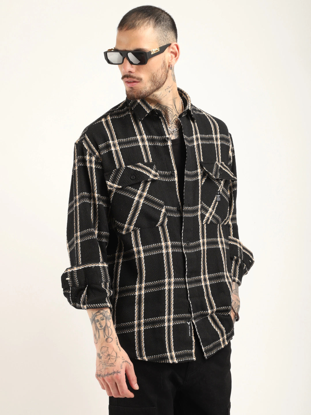 Midlands Muse Black Check Full Sleeve Shirt