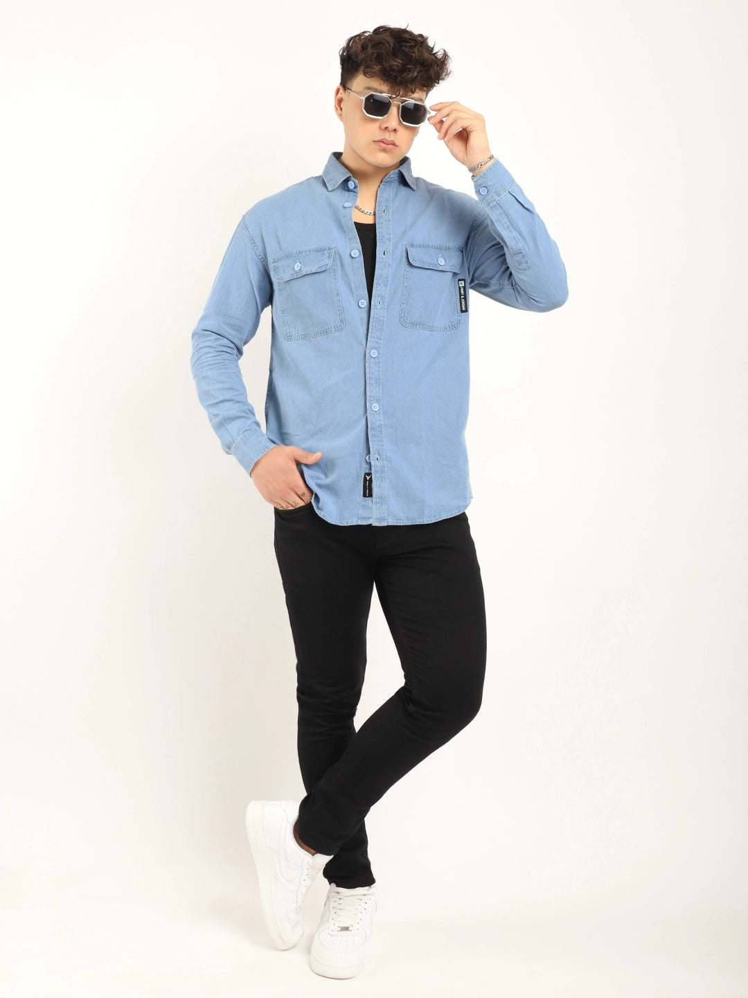 Savile Row Style Light Blue Denim Shirt