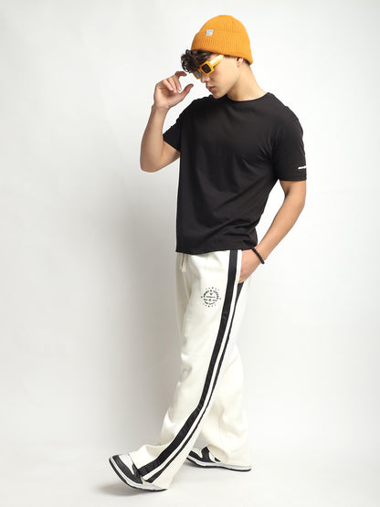 Stratford Off White Cotton Loose Straight Fit Sweatpants