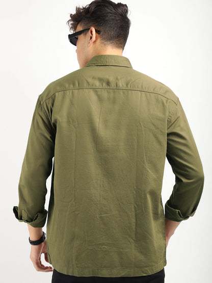 Rustic Regal Olive Full Sleeve Shirt