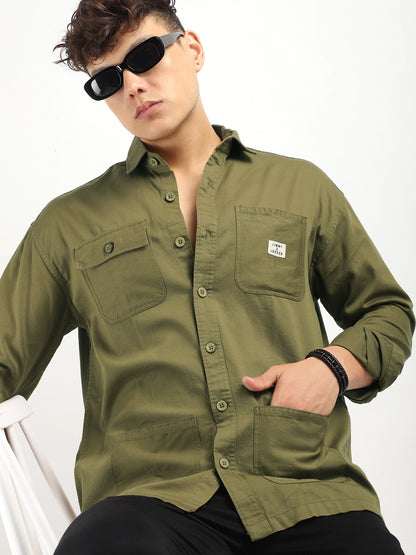 Rustic Regal Olive Full Sleeve Shirt