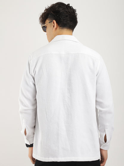 Belford Drill Zipper White Full Sleeve Shirt