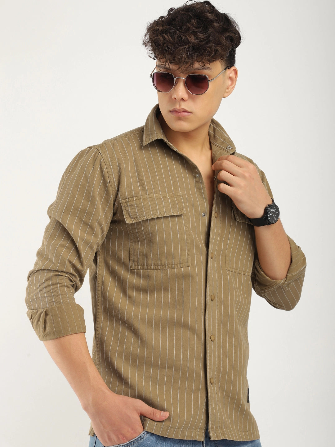 Denim Khaki Full Sleeve Shirt