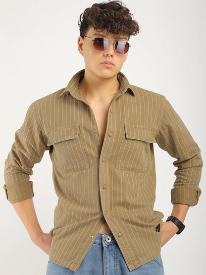 Denim Khaki Full Sleeve Shirt