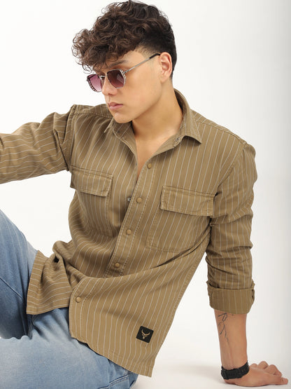 Denim Khaki Full Sleeve Shirt