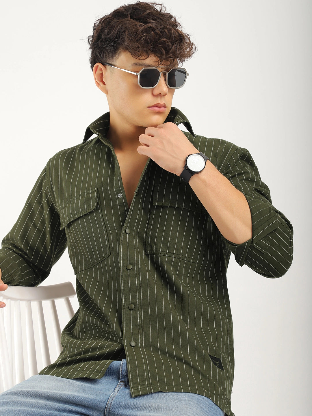 Denim Dark Green Full Sleeve Shirt