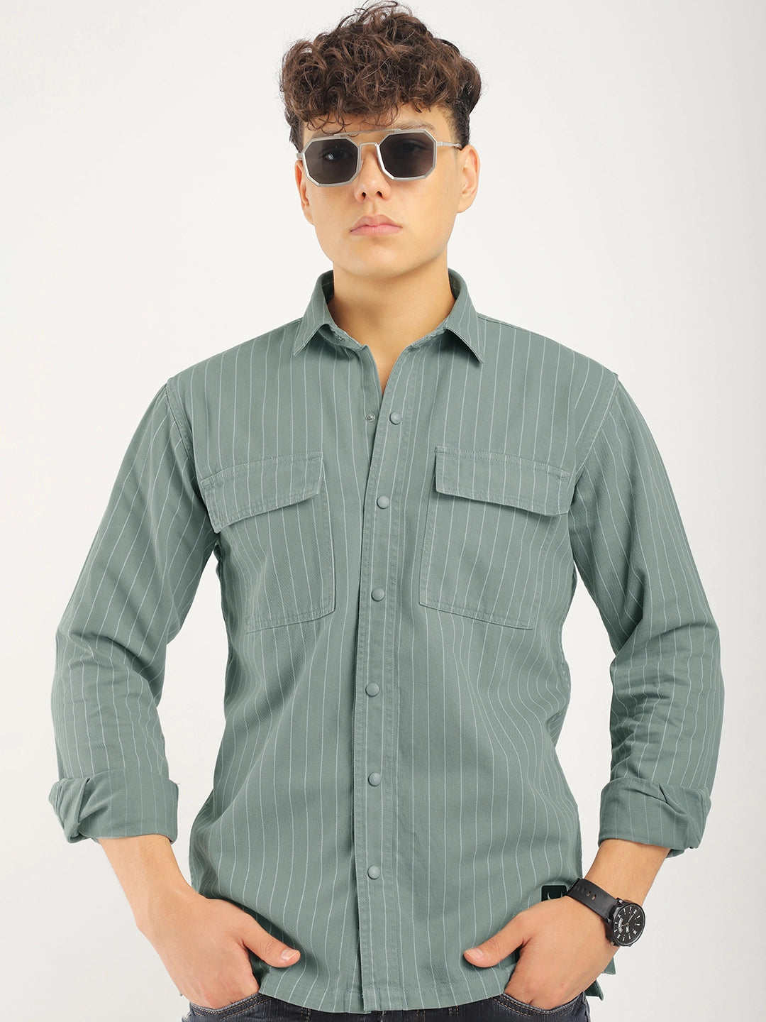 Denim Light Grey Full Sleeve Shirt