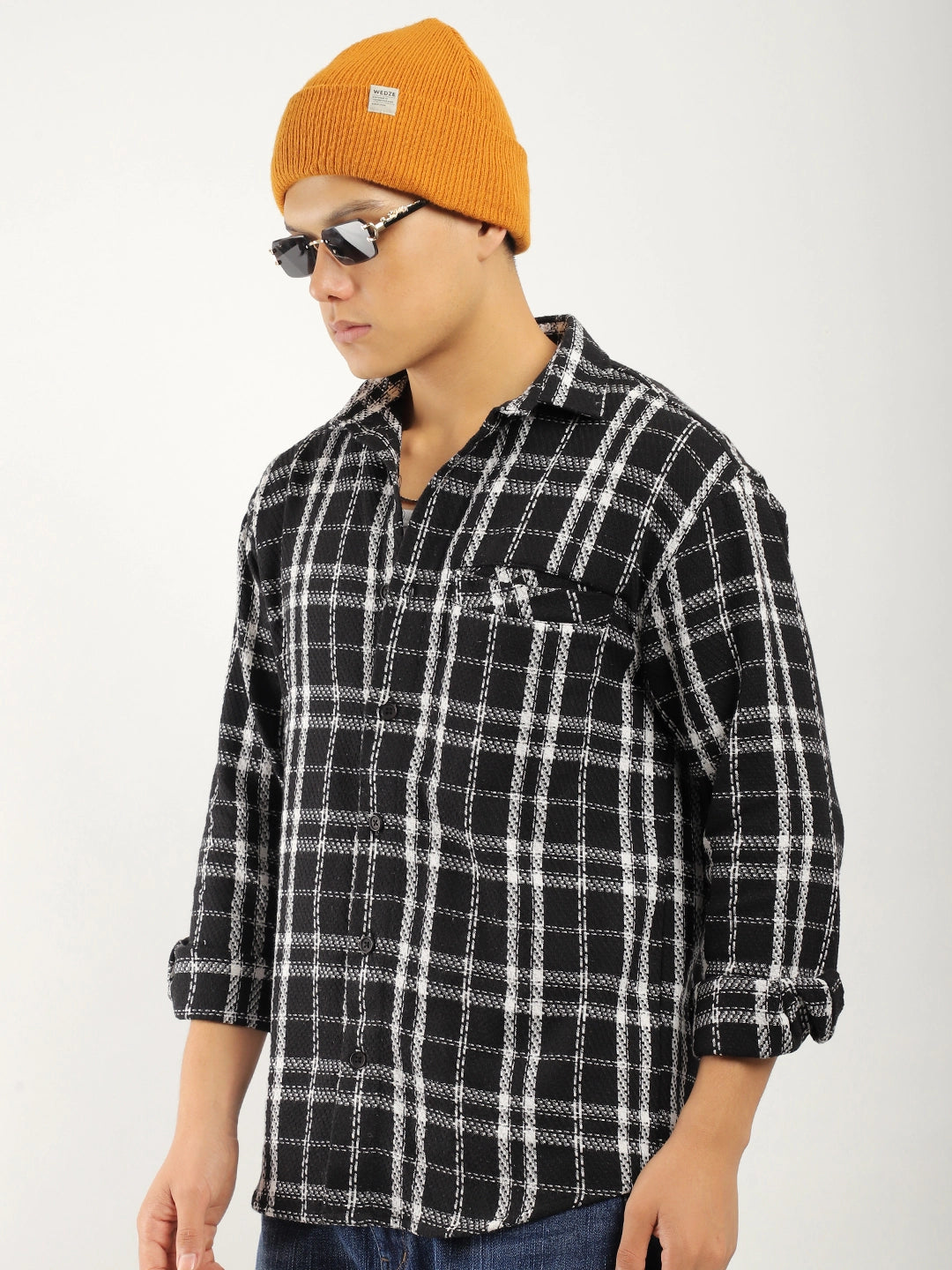 Drifter Knitted Check Black Shirt