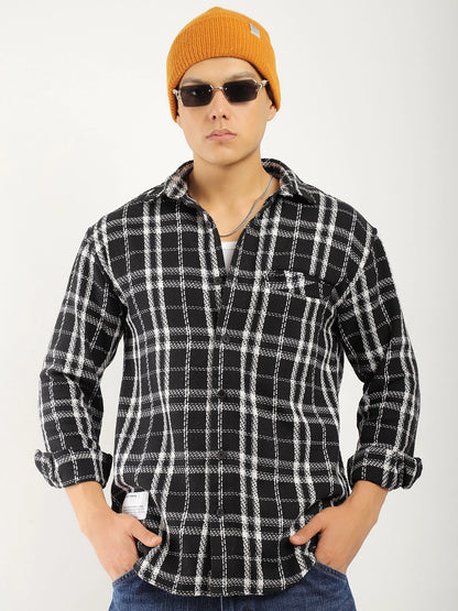 Drifter Knitted Check Black Shirt