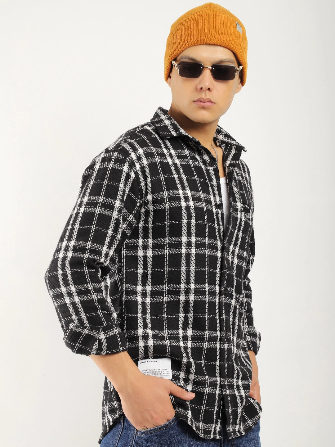 Drifter Knitted Check Black Shirt