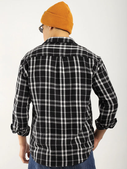 Drifter Knitted Check Black Shirt