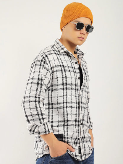 Drifter Knitted Check White Shirt