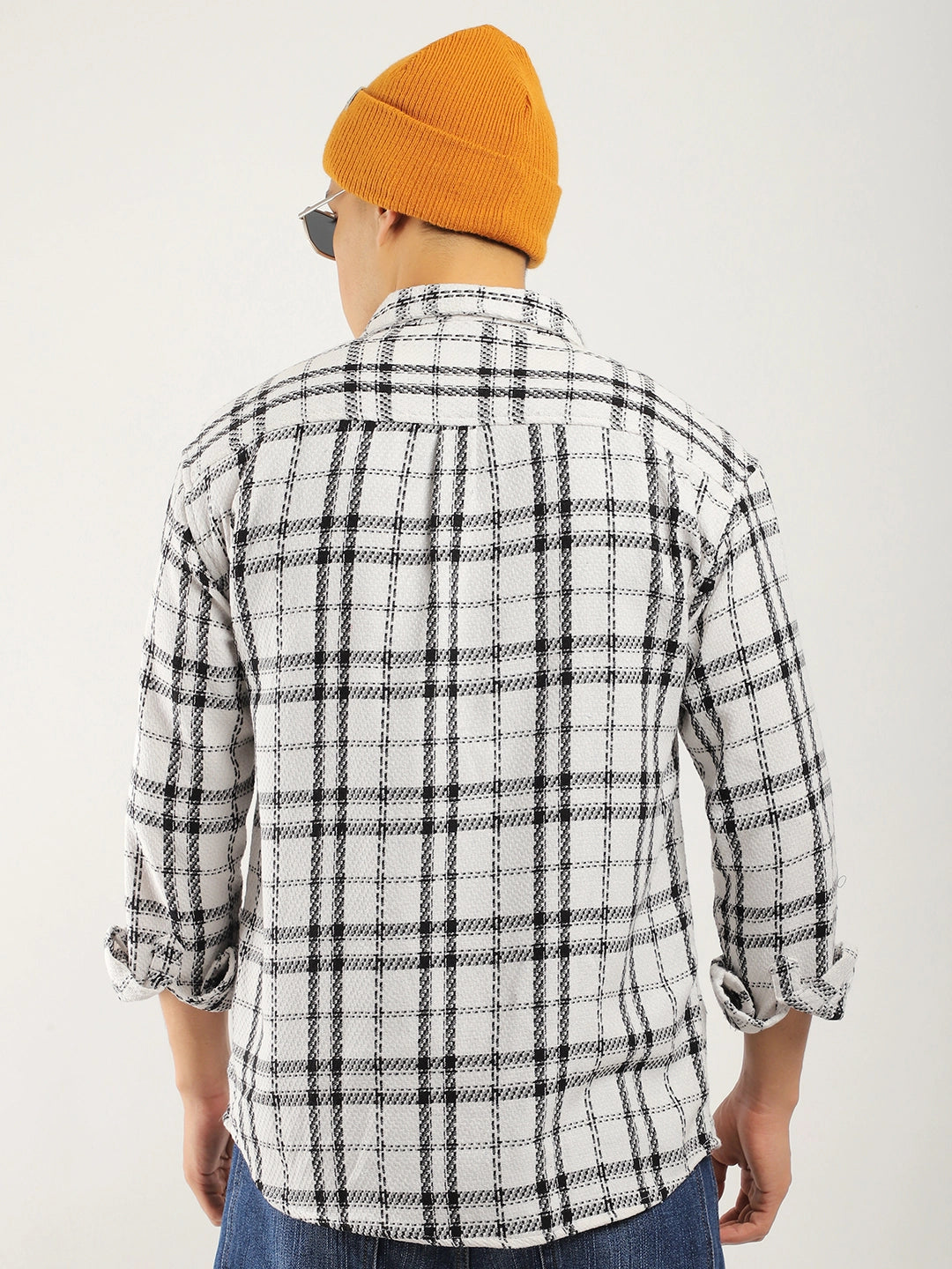 Drifter Knitted Check White Shirt