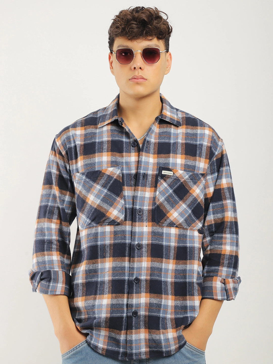 Grafton Brushed Sky Blue Check Full Sleeve Shirt