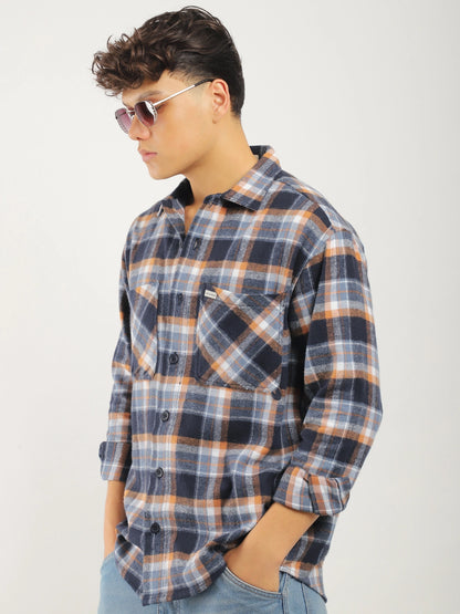 Grafton Brushed Sky Blue Check Full Sleeve Shirt