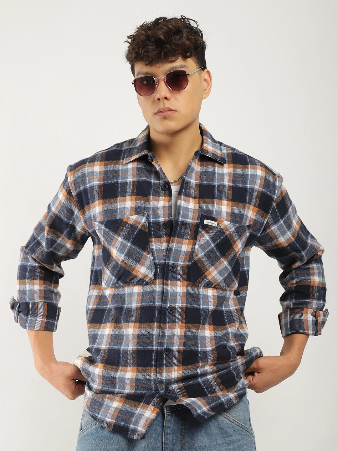 Grafton Brushed Sky Blue Check Full Sleeve Shirt