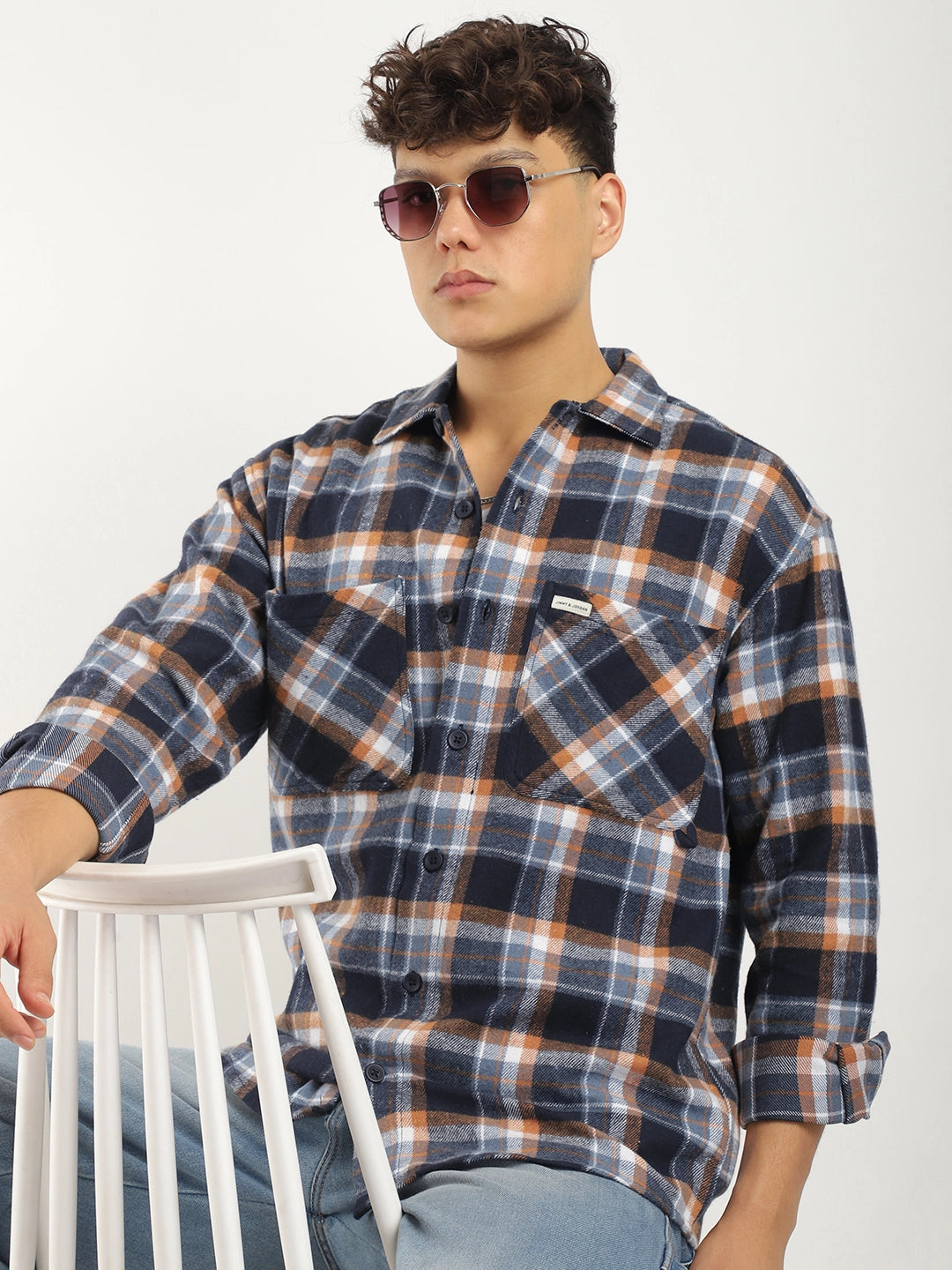 Grafton Brushed Sky Blue Check Full Sleeve Shirt