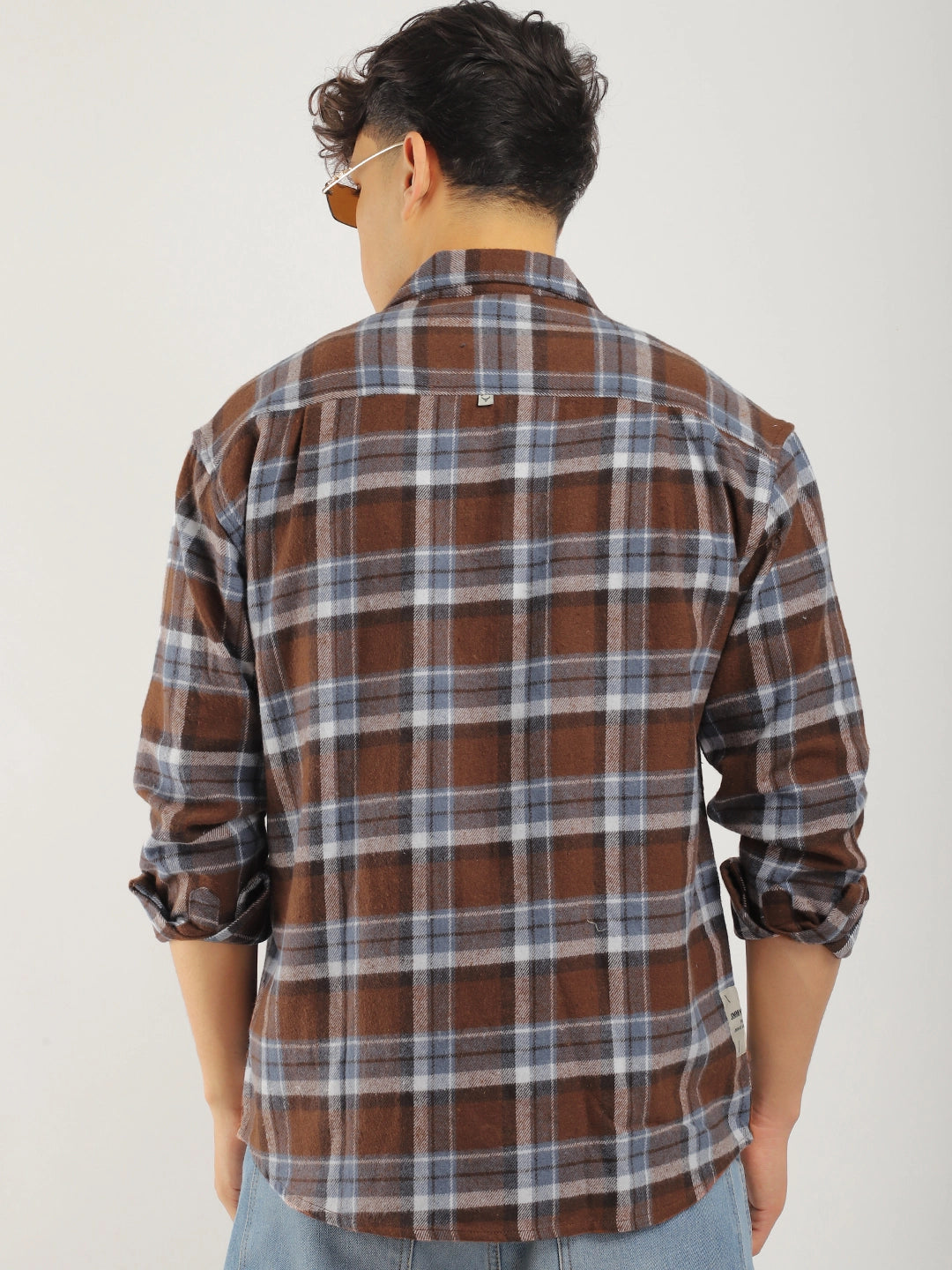 Grafton Brushed Brown Check Full Sleeve Shirt