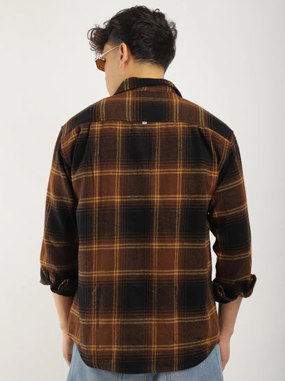 Stitches Brushed Brown Check Shirt