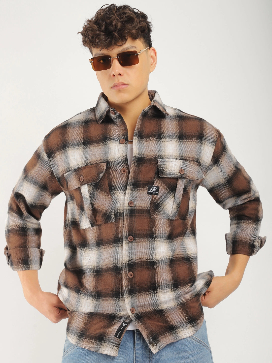 Kensington Brushed Brown Check Shirt