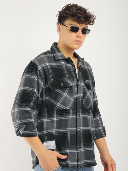 Stitches Brushed Grey Check Shirt