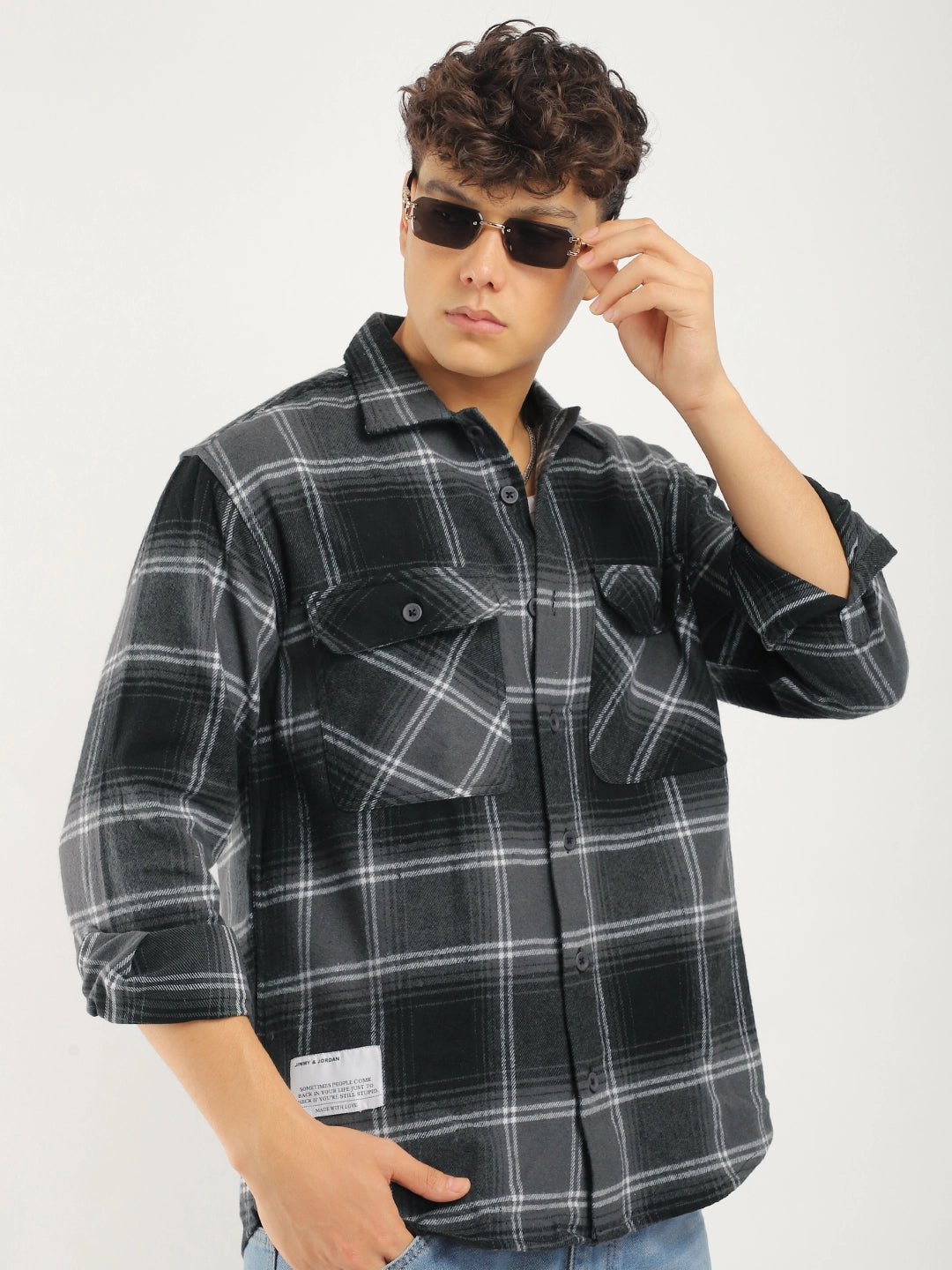 Stitches Brushed Grey Check Shirt