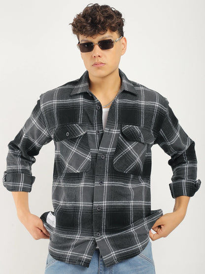 Stitches Brushed Grey Check Shirt