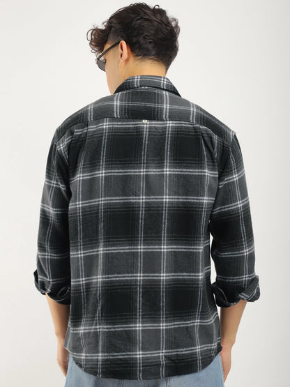 Stitches Brushed Grey Check Shirt