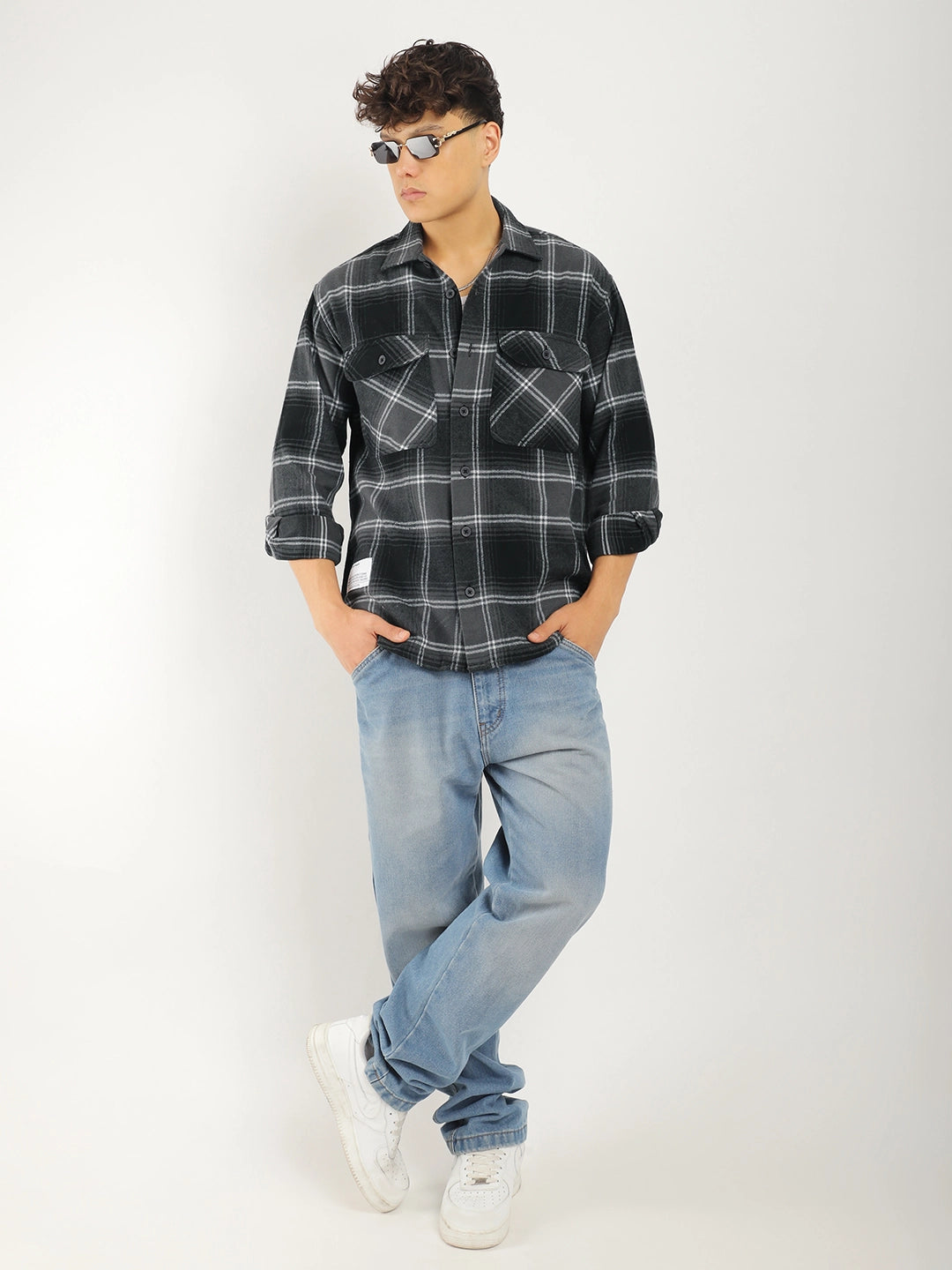 Stitches Brushed Grey Check Shirt