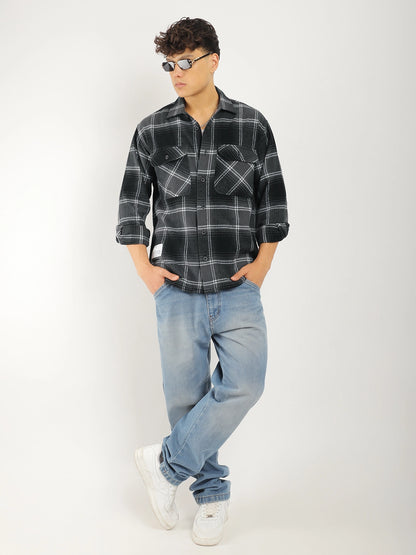 Stitches Brushed Grey Check Shirt