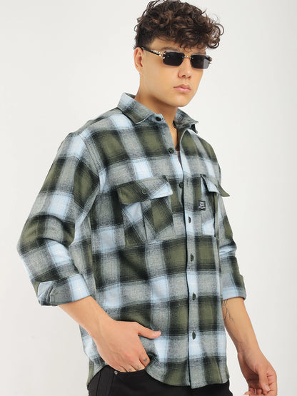 Kensington Brushed Olive Check Shirt