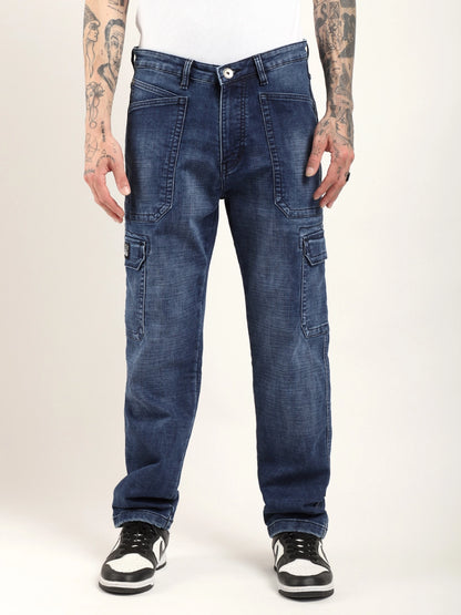 Candid Classic Dark Blue Baggy Fit Denim Cargo