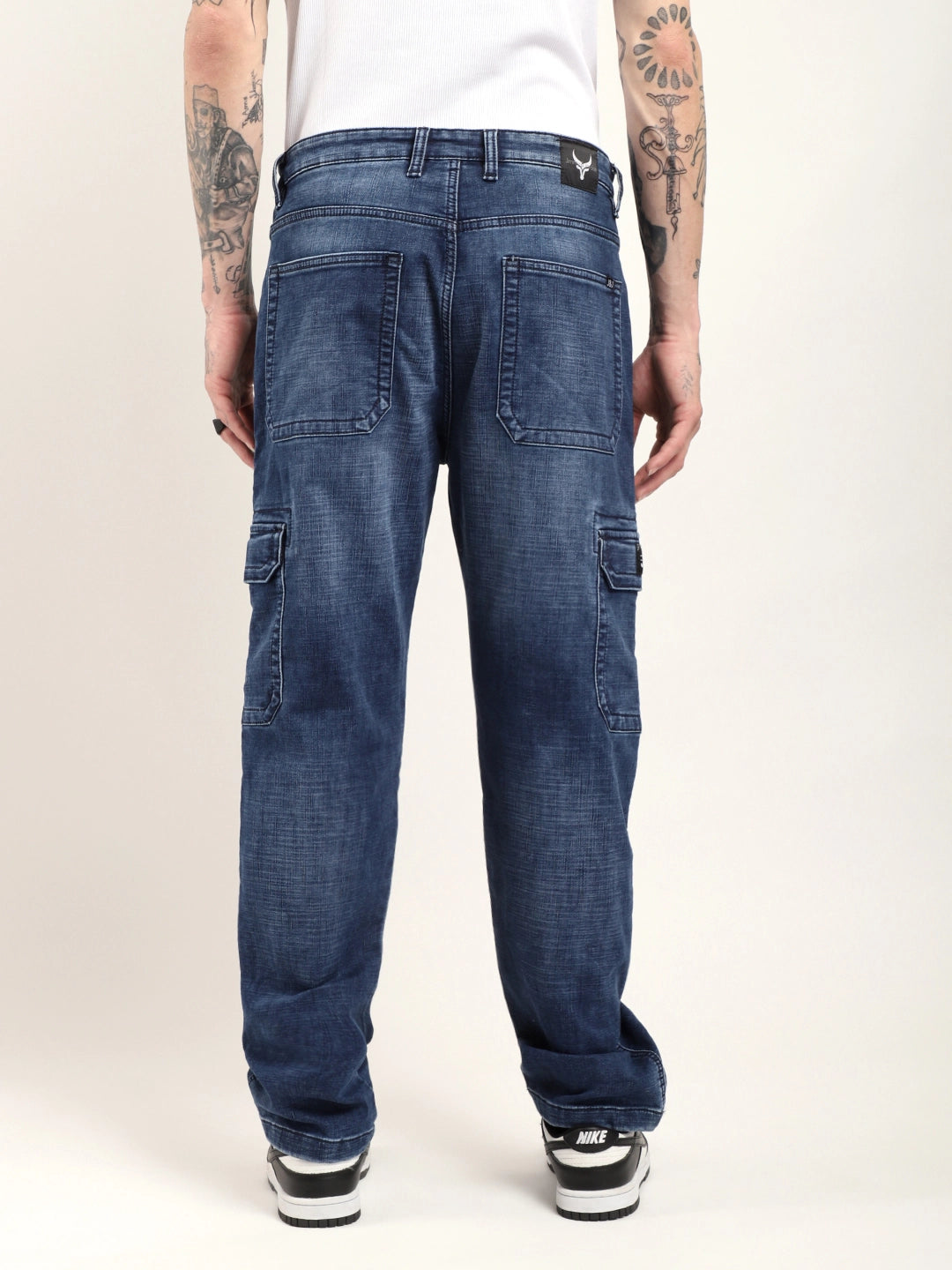 Candid Classic Dark Blue Baggy Fit Denim Cargo