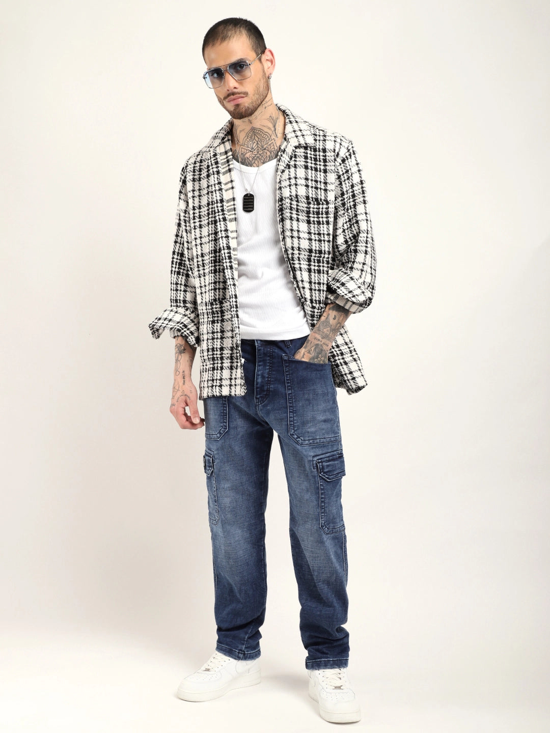 Candid Classic Dark Blue Baggy Fit Denim Cargo