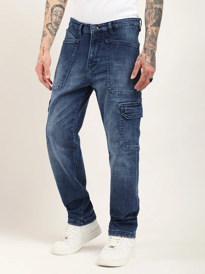 Candid Classic Blue Baggy Fit Denim Cargo