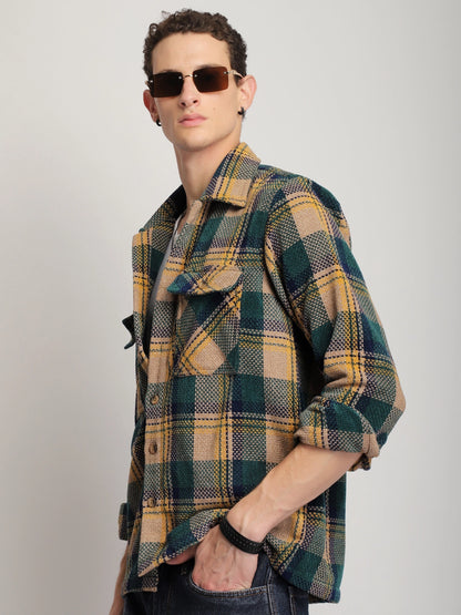 Leicester Layers Green Heavy Winter Velvet Shirt