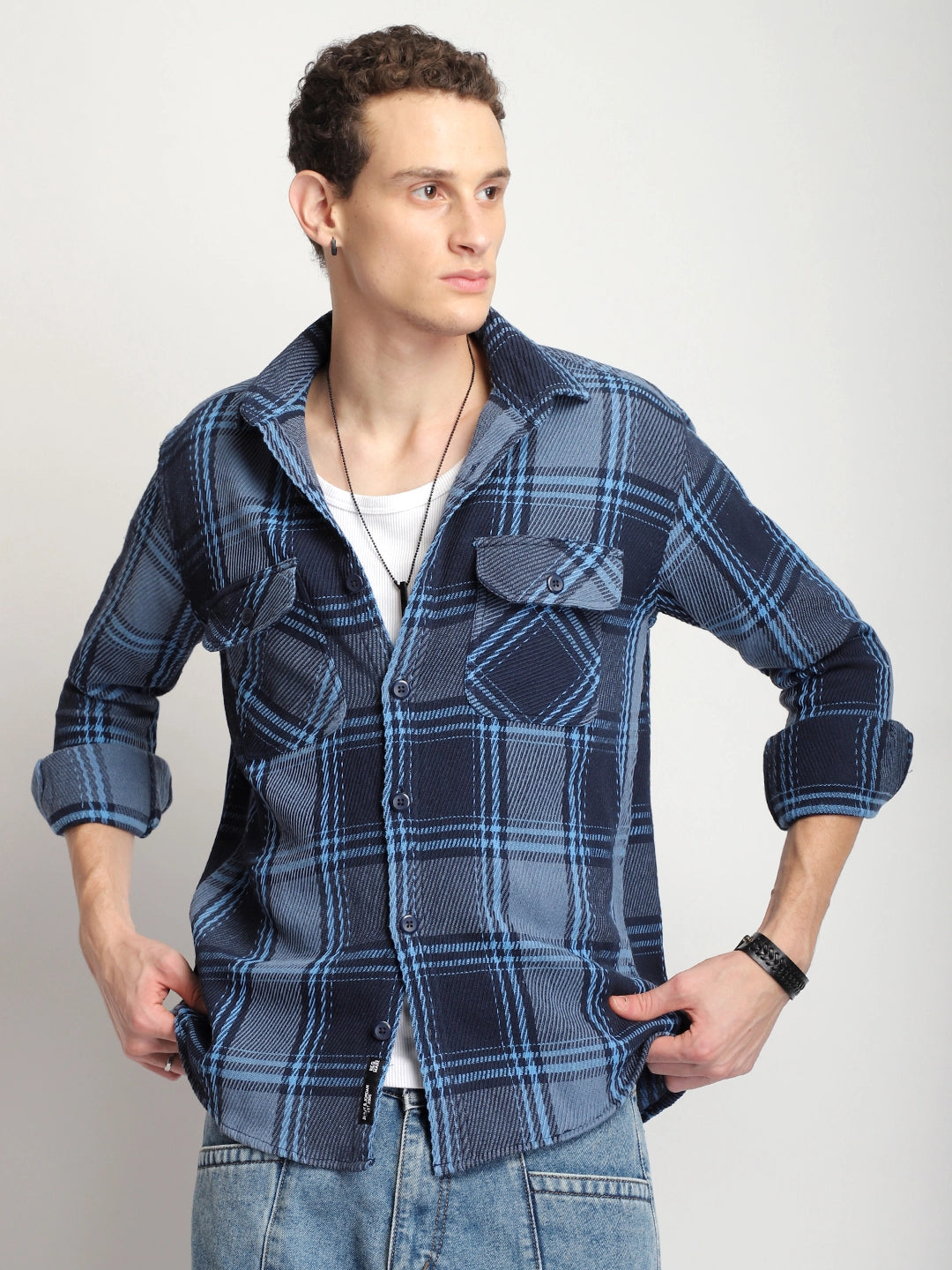 Cotswold Wool Blue Full Sleeve Shirt