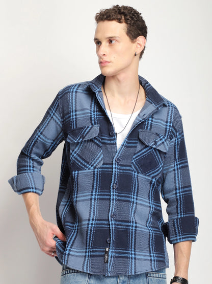 Cotswold Wool Blue Full Sleeve Shirt