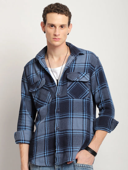 Cotswold Wool Blue Full Sleeve Shirt