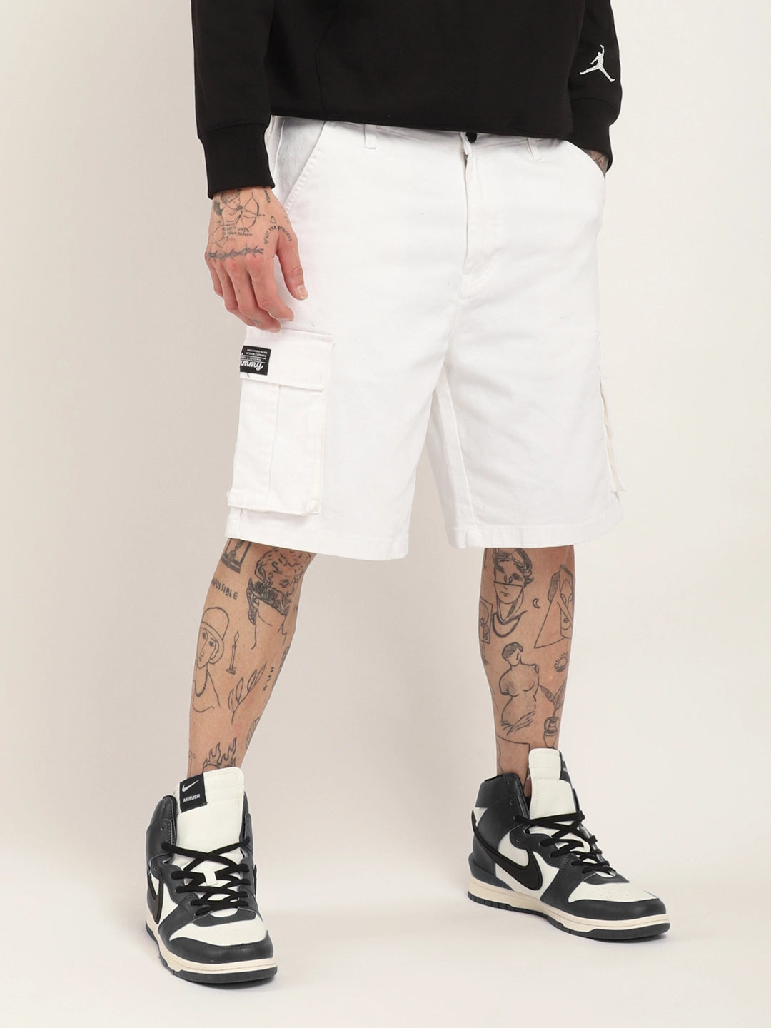 Fusion White Cotton Shorts